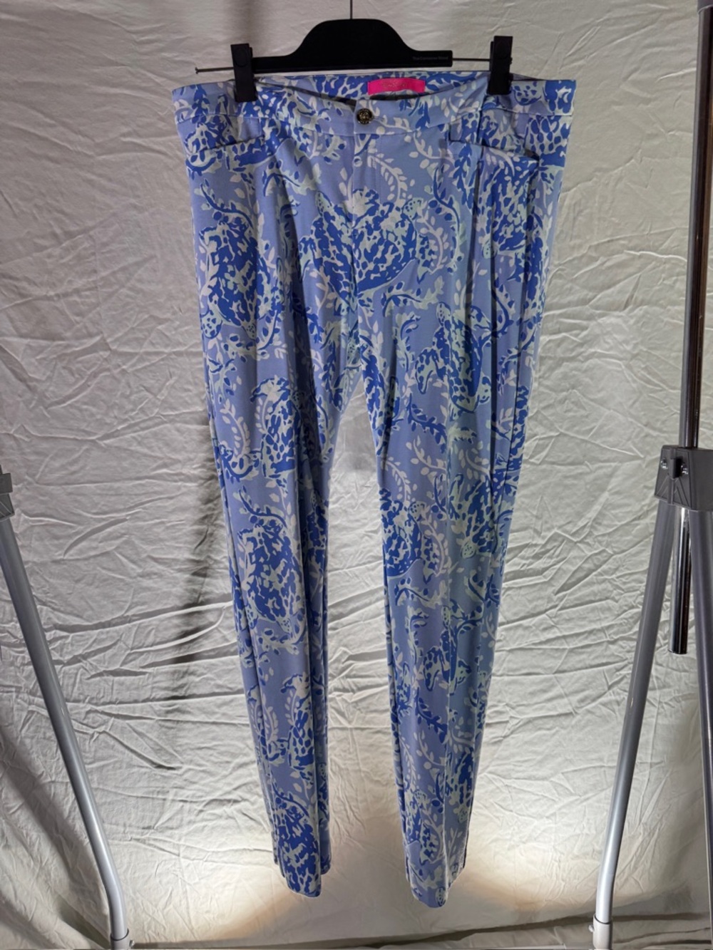 Lilly Pulitzer Blue Floral Print Pants with Pink Label